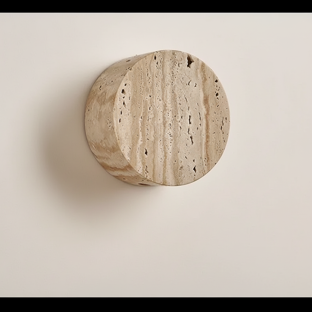 Small Genuine Travertine Cylinder Wall Sconce | 5cm Low Profile Corridor Night Light 2700k Led Casalola Lights Luxury