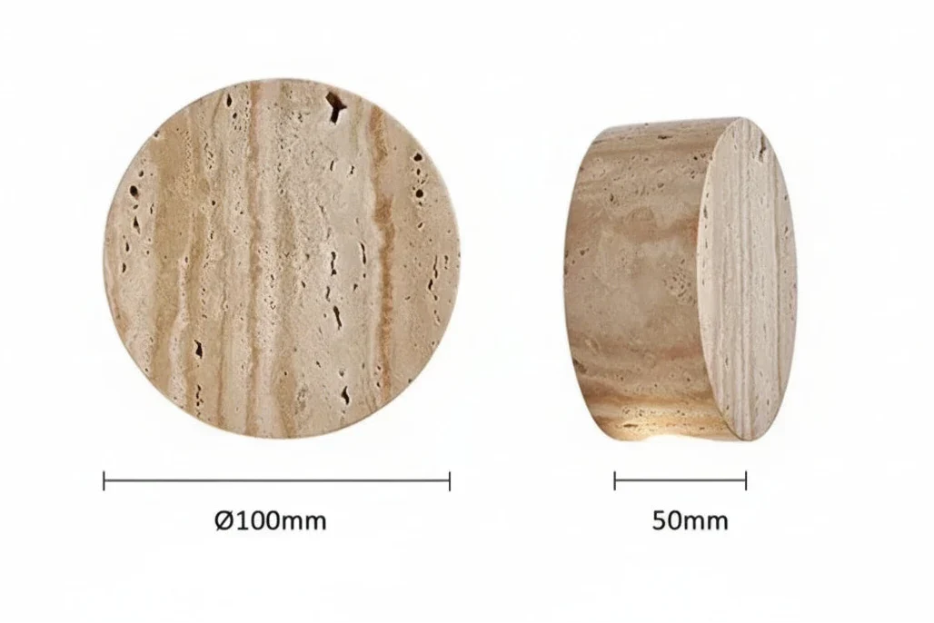 Small Genuine Travertine Cylinder Wall Sconce | 5cm Low Profile Corridor Night Light 2700k Led Casalola Lights Luxury