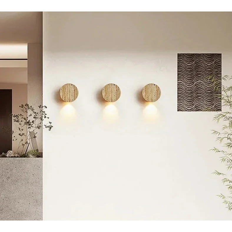 Small Genuine Travertine Cylinder Wall Sconce | 5cm Low Profile Corridor Night Light 2700k Led Casalola Lights Luxury