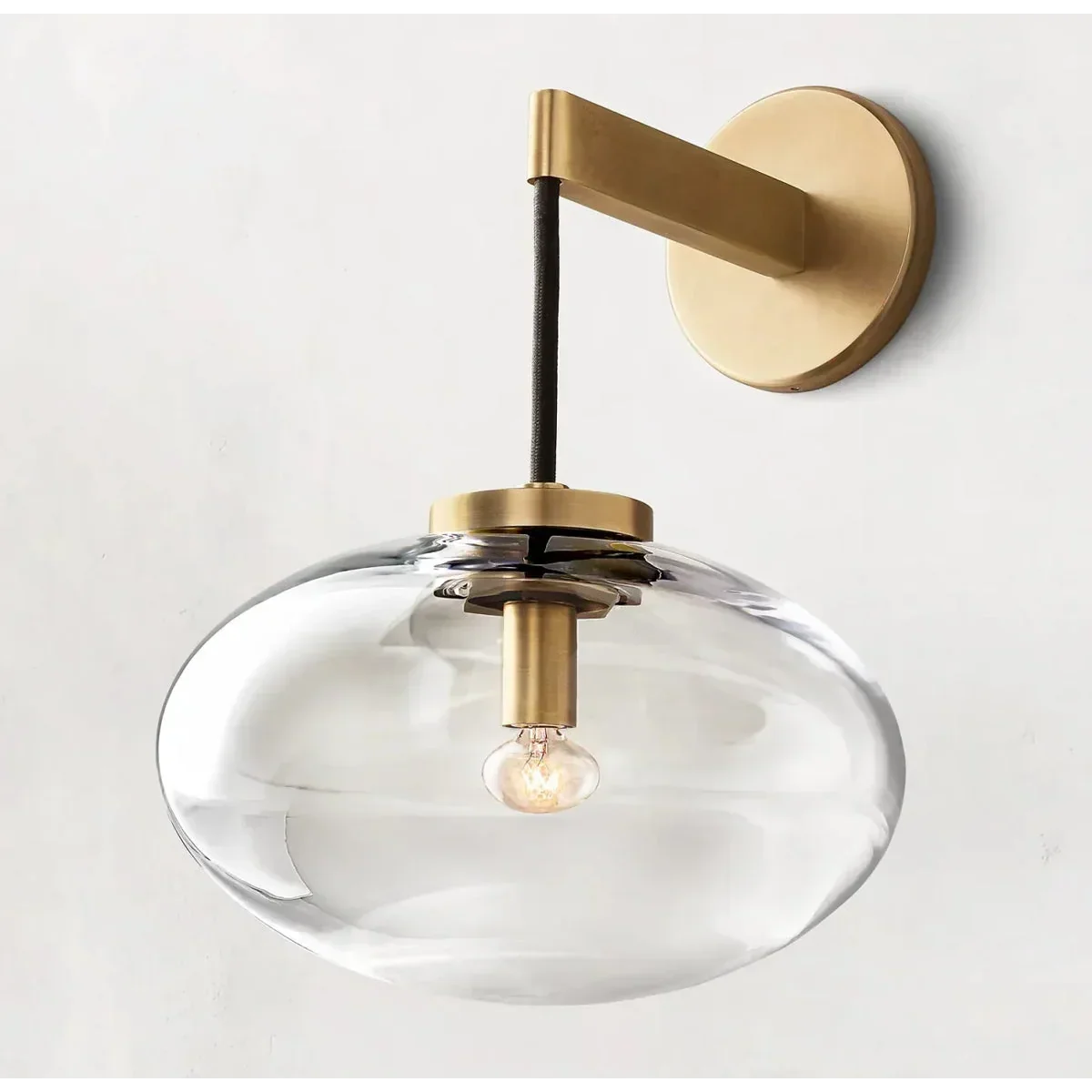 Amber Glass & Brass Wall Sconce | Living Room Mood Light Bedroom 29cm Reach Warm Glow Casalola Lights Luxury Lamps