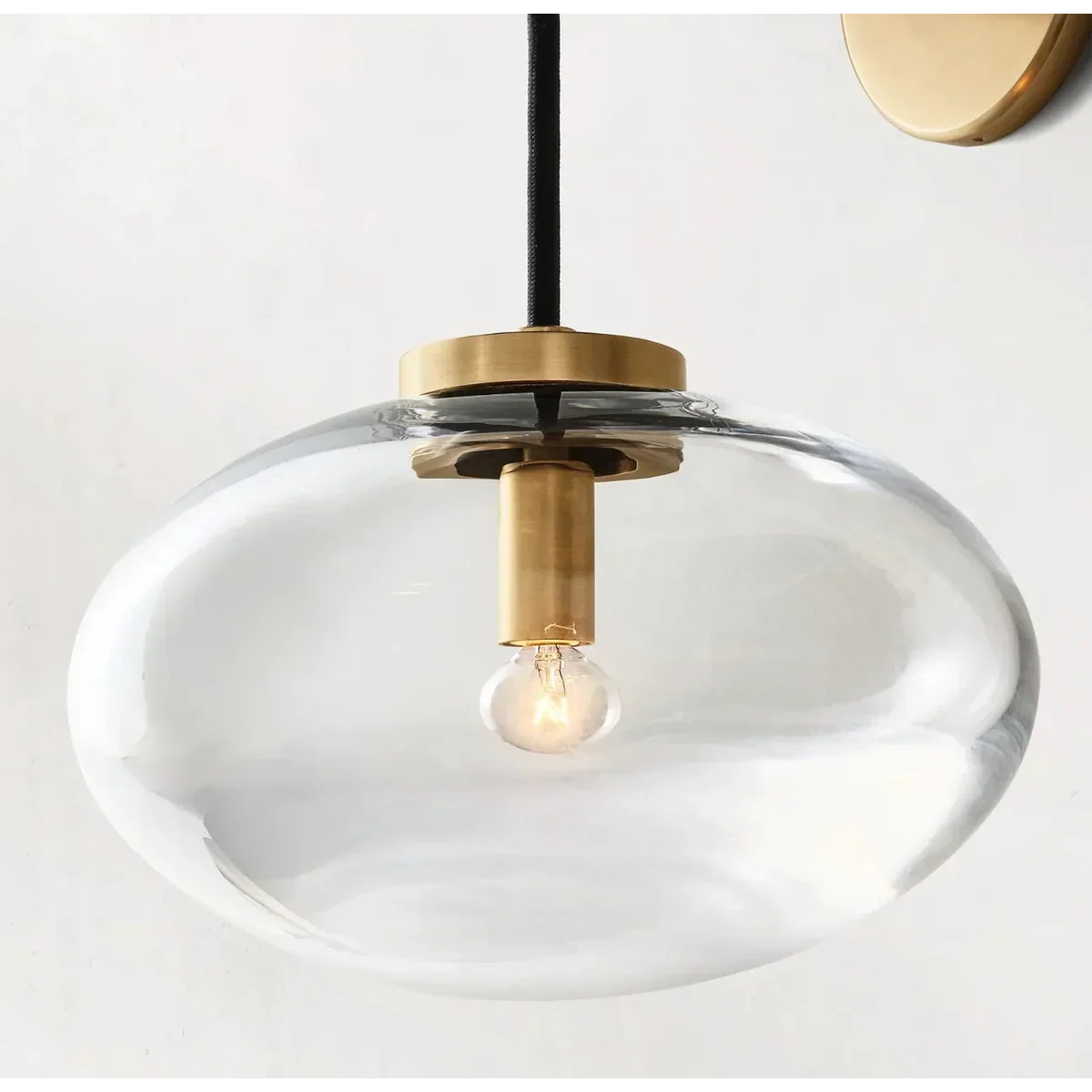 Amber Glass & Brass Wall Sconce | Living Room Mood Light Bedroom 29cm Reach Warm Glow Casalola Lights Luxury Lamps
