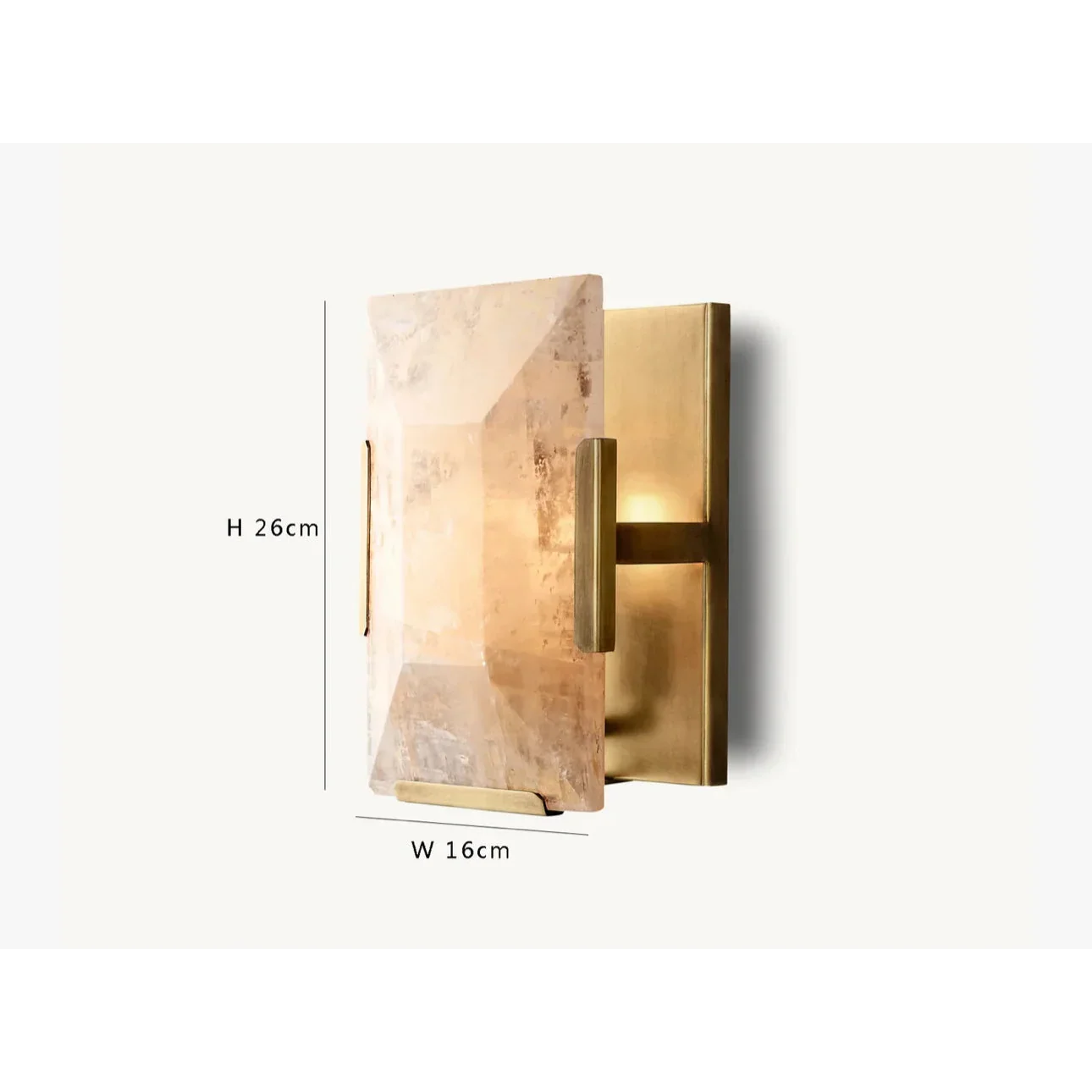 Triple-stacked calcite sconce on a wall