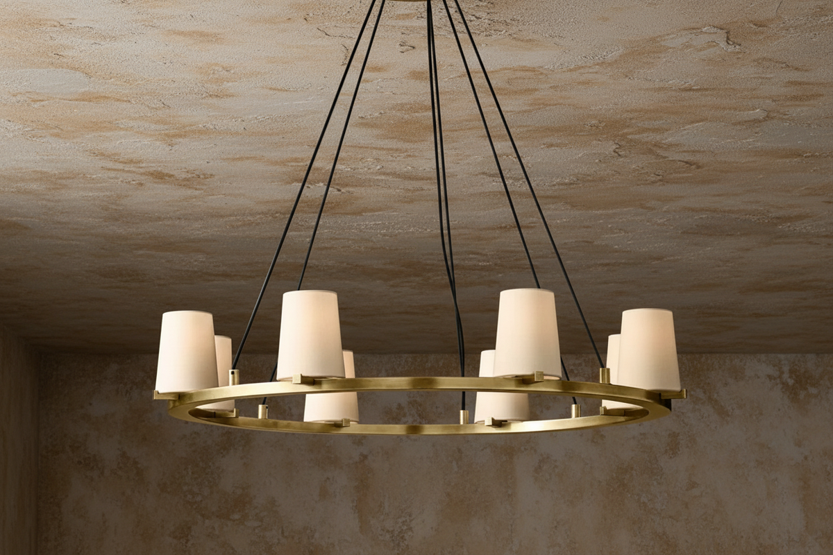 Brass Ring Chandelier with Linen Shades for Dining Room | 6 to 12 Lights 72 153 Cm (28 60 In) Wide Casalola Luxury