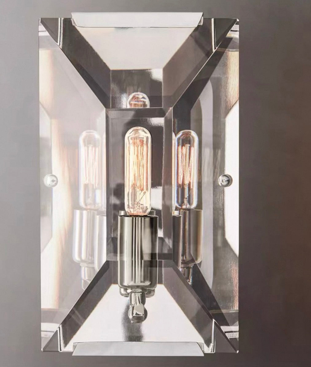Modern Crystal Wall Sconce with Copper Frame for Hallways & Bathrooms Casalolalights Luxury Lamps Interior Designers
