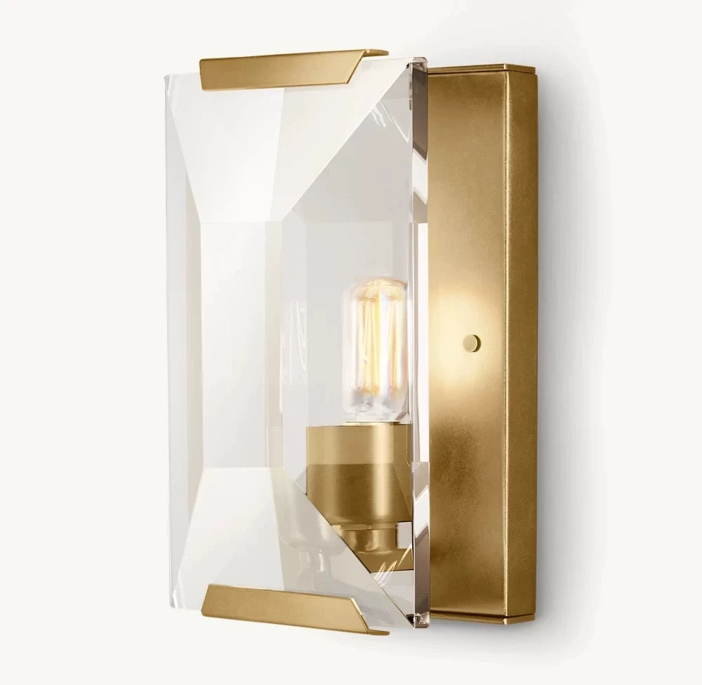 Modern Crystal Wall Sconce with Copper Frame for Hallways & Bathrooms Casalolalights Luxury Lamps Interior Designers