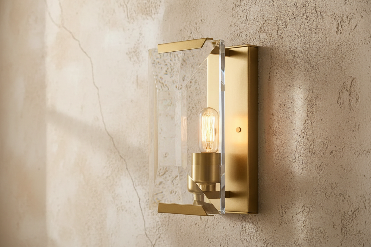 Modern Crystal Wall Sconce with Copper Frame for Hallways & Bathrooms Casalolalights Luxury Lamps Interior Designers