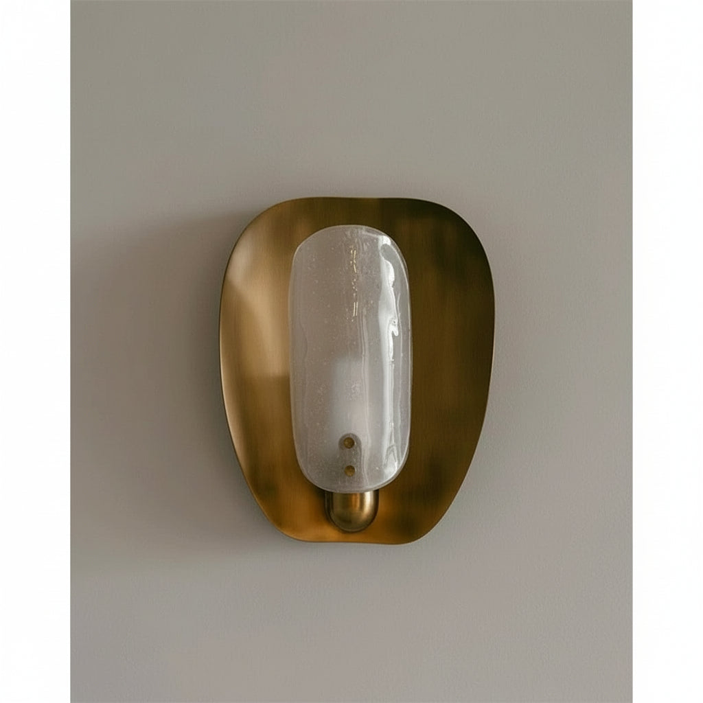 Brass & Hand-worked Glass Wall Sconce | Low Profile Bedroom Hallway Pair Dimmable 2700k Casalola Lights Luxury Lamps