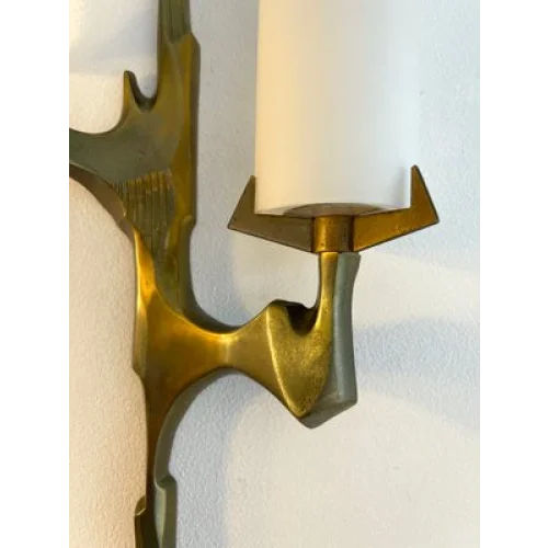 Brass & Thick Glass Low Profile Wall Sconce | Staircase Corridor Light Vanity Pair Casalola Lights Luxury Lamps