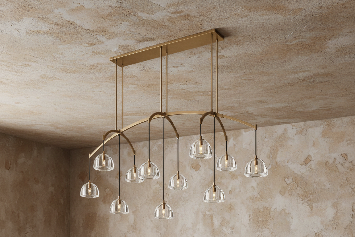 Arched Brass Chandelier 9-light Hand-blown Glass Drops – Casalola Lights Casalolalights Luxury Lamps for Interior