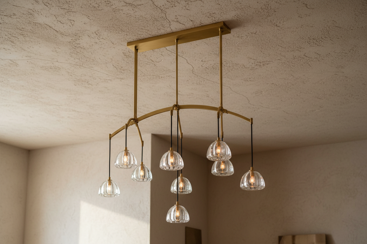 Arched Brass Chandelier 9-light Hand-blown Glass Drops – Casalola Lights Casalolalights Luxury Lamps for Interior