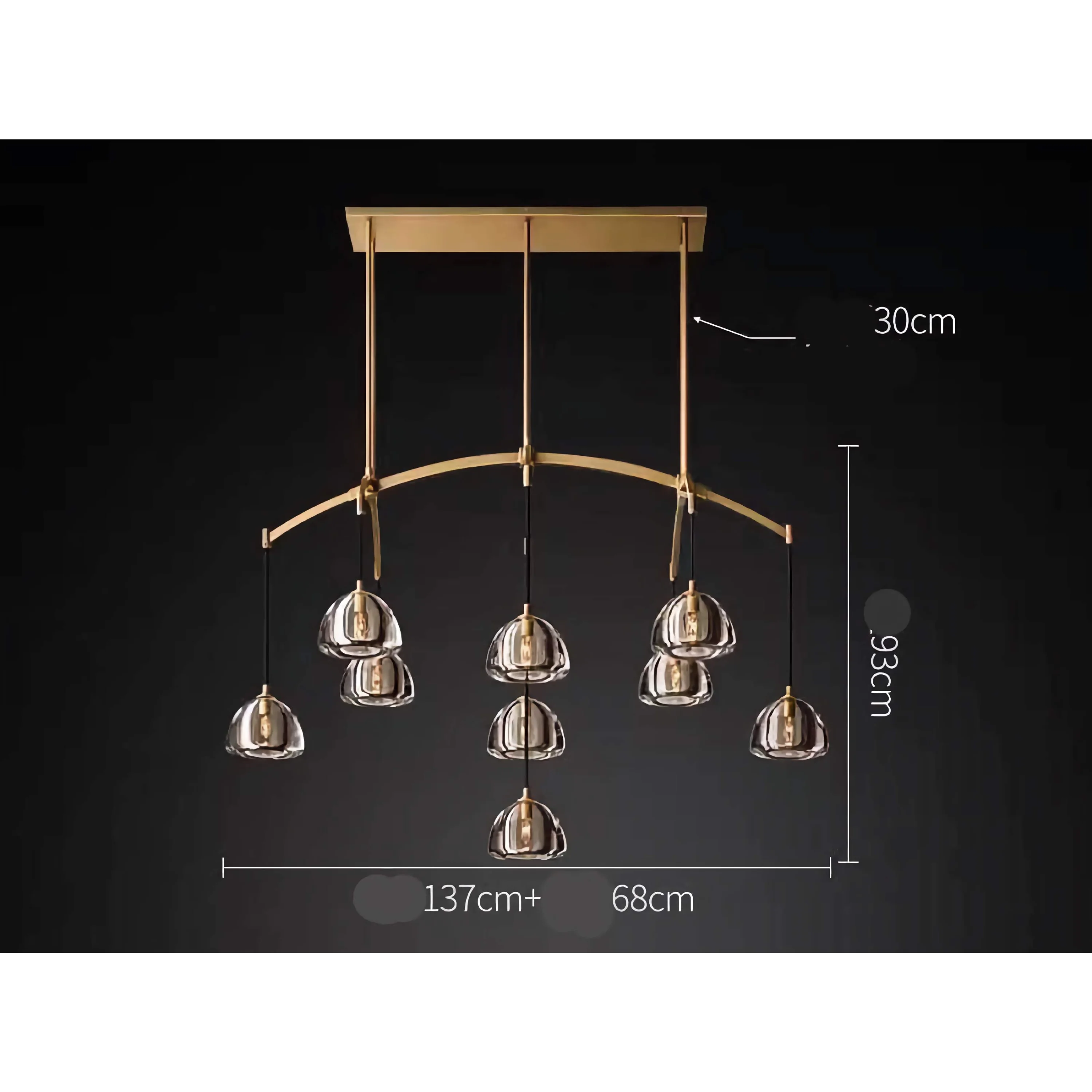 Brass Linear Glass Chandelier | Casalola Art Deco Pendant Light