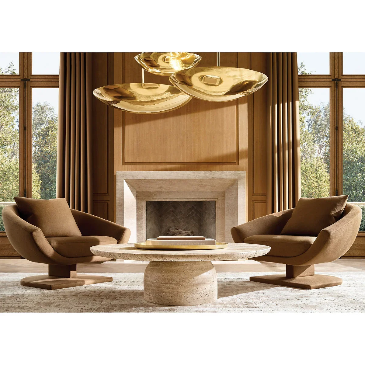 Luxury Copper Brass Saucer Semi-flush Mount Ceiling Light for Living Room Dining or Entryway