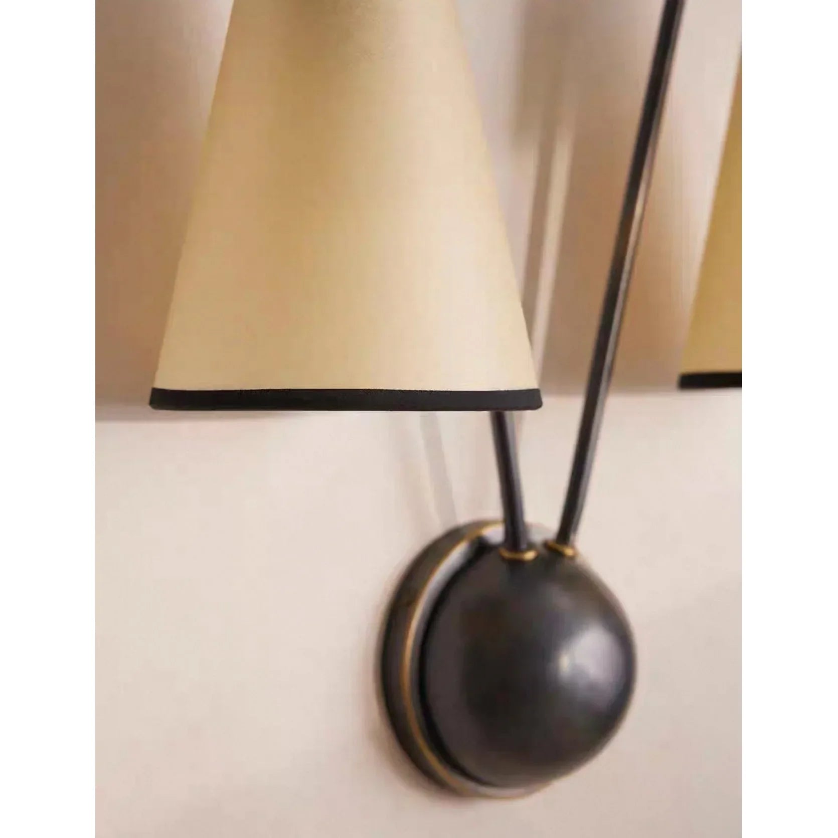 2 Light Brass Double Arm Wall Sconce with Fabric Cone Shades – Hardwired Bedside & Hallway Casalolalights Luxury Lamps