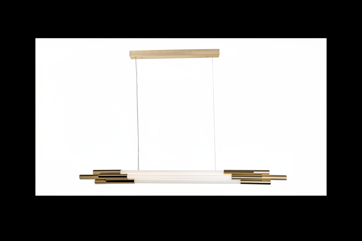 Bronze linear suspension glowing warm