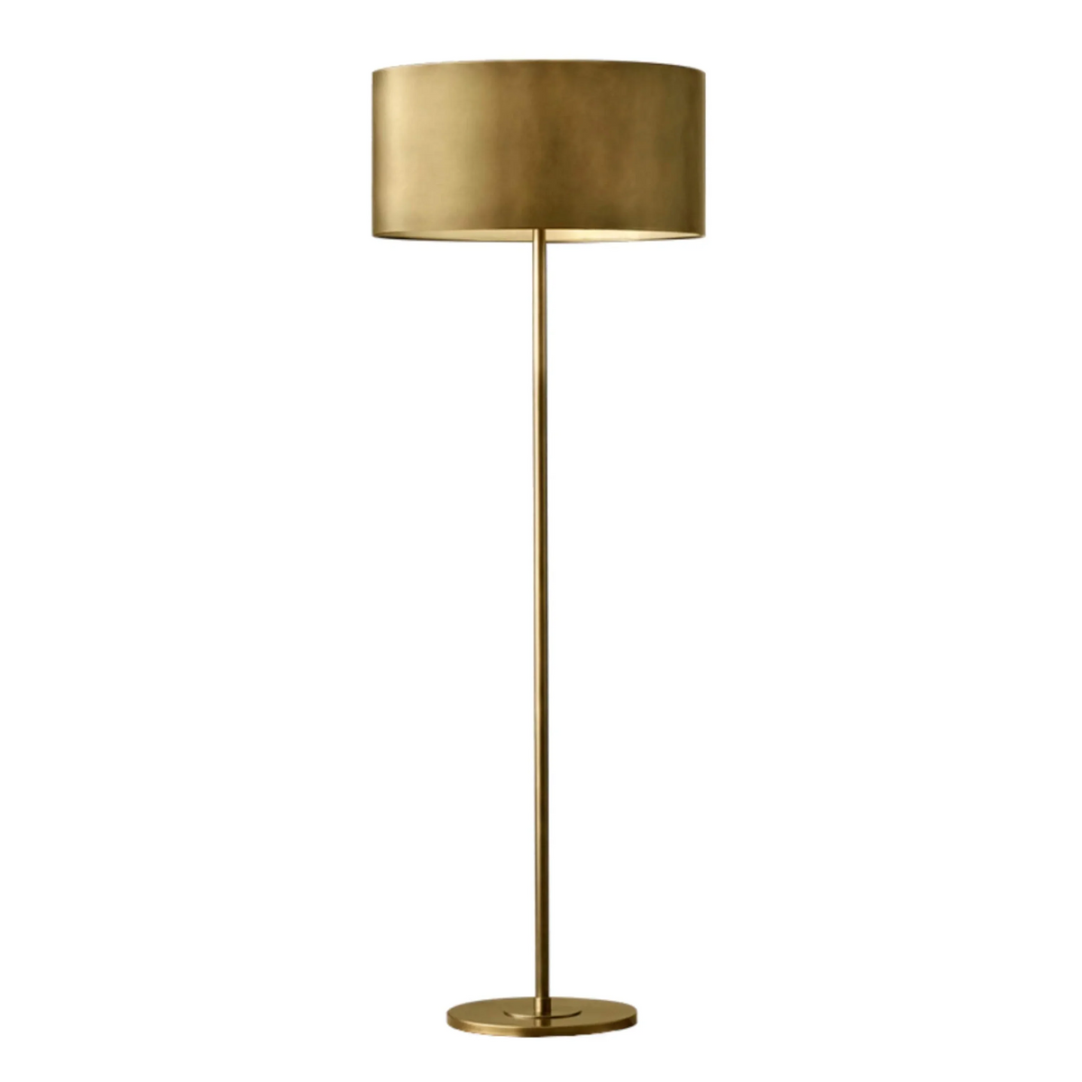 Brushed Brass Floor Lamp Drum Shade | Reading Chair Light E26/e27 Dimmable Option Slim Profile Casalola Lights Luxury
