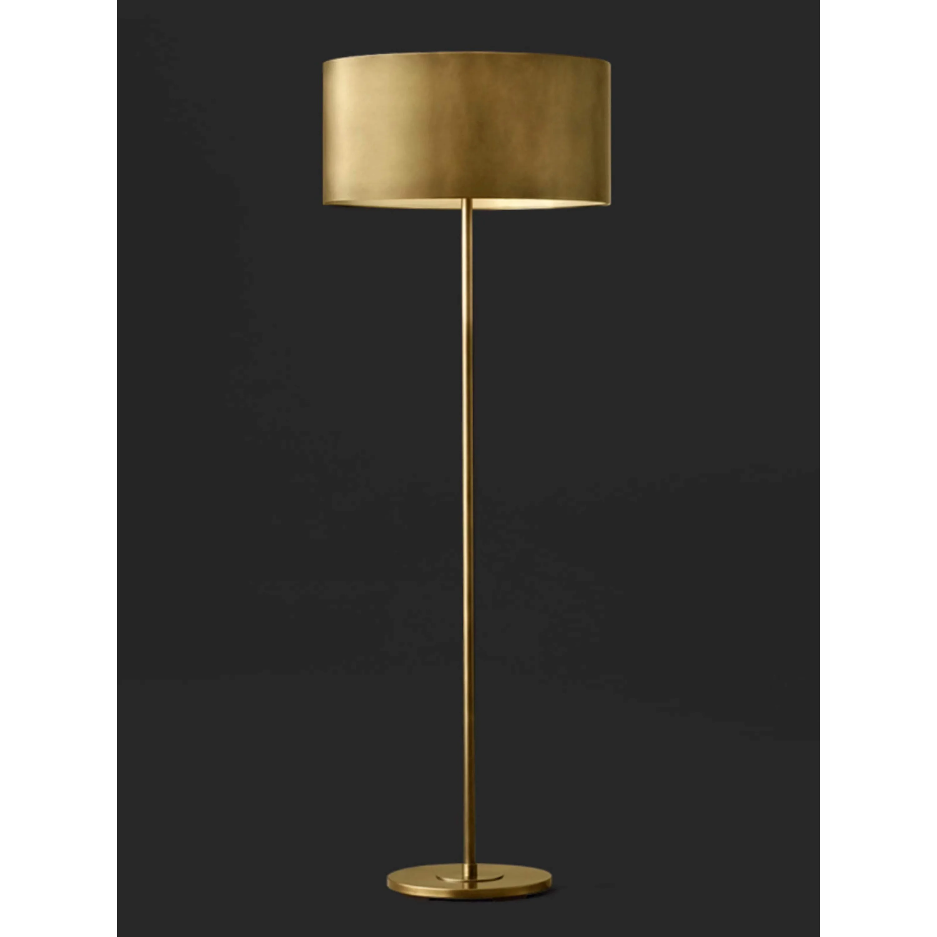 Brushed Brass Drum Floor Lamp | Belgian Studio Dimmable Lighting