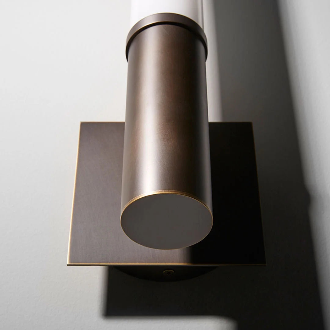 Brushed Bronze Tube Sconce | Vertical Modern Wall Lighting