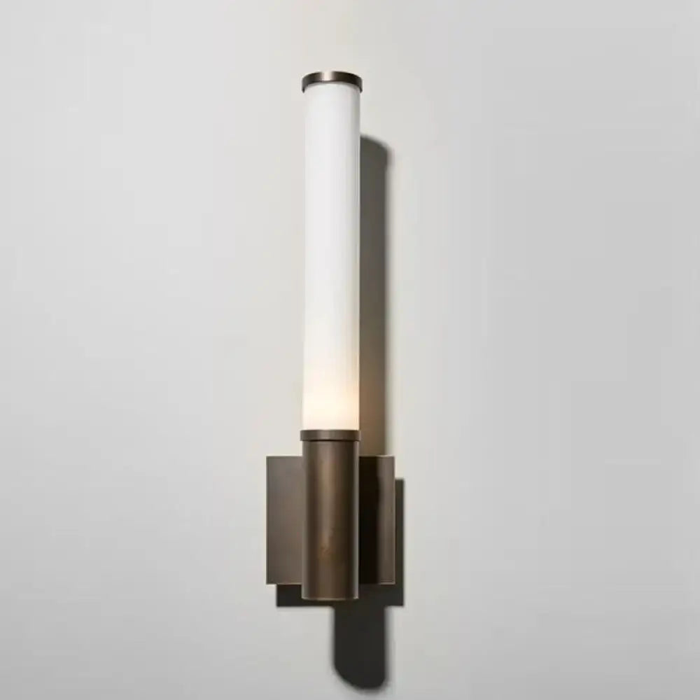 Brushed Bronze Tube Sconce | Vertical Modern Wall Lighting - Sconces