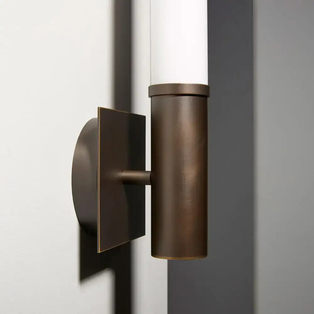 Brushed Bronze Tube Sconce | Vertical Modern Wall Lighting - Sconces