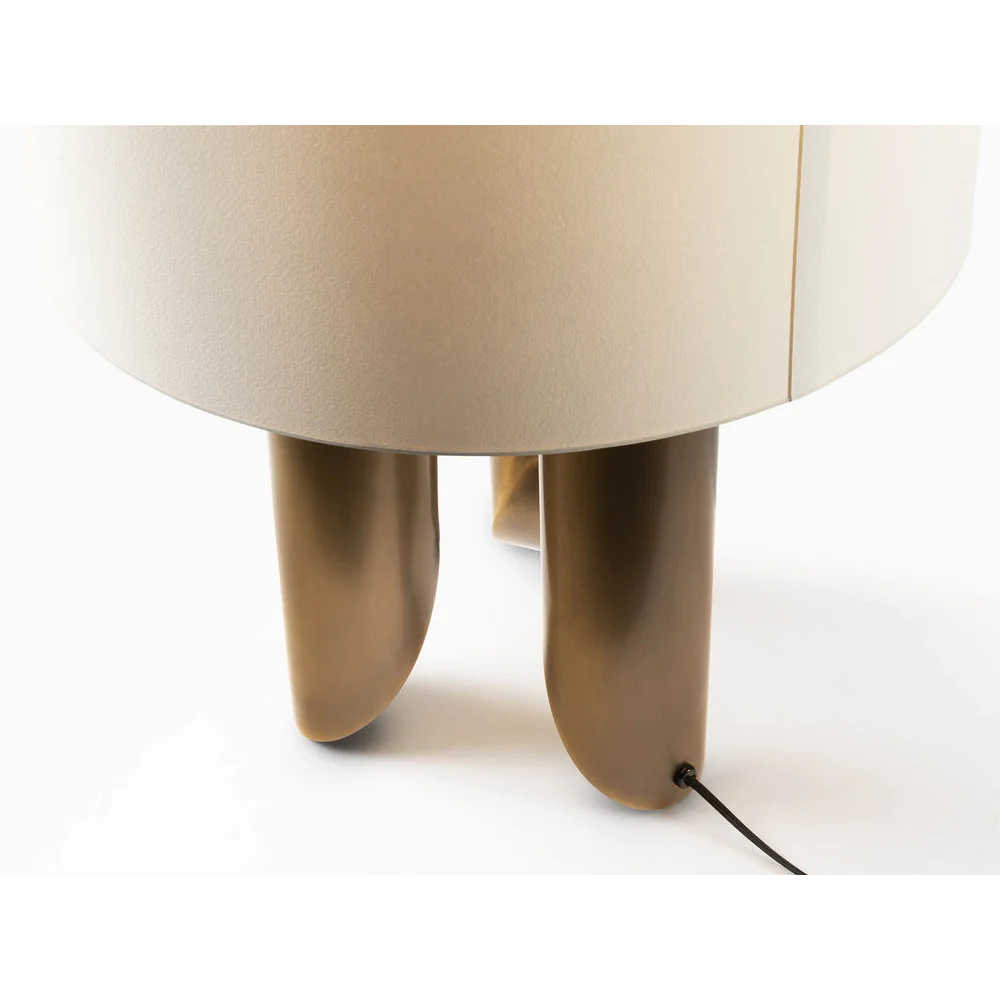 Brushed Copper Base Table Lamp | Drum Shade Modern Accent