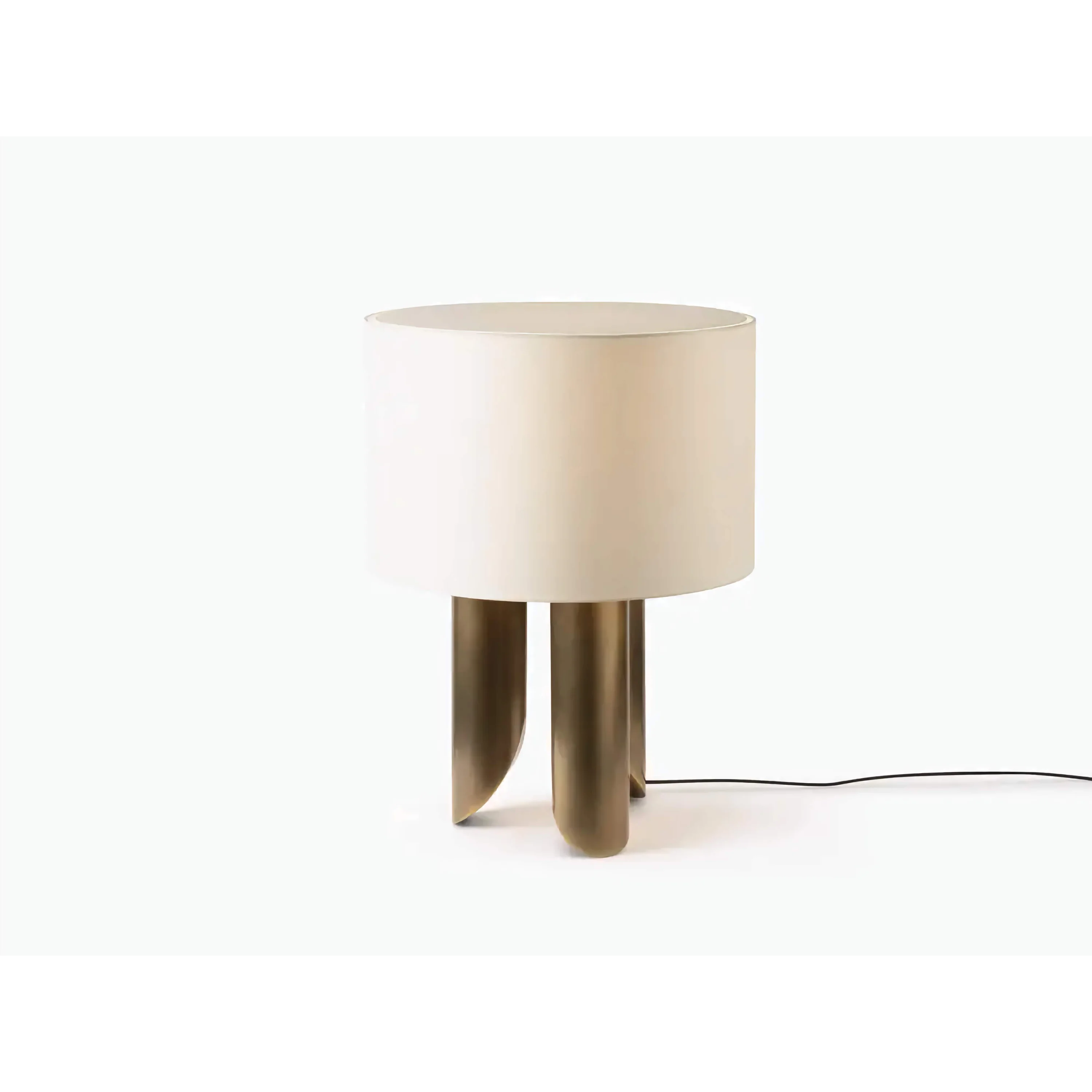 Brushed Copper Base Table Lamp | Drum Shade Modern Accent