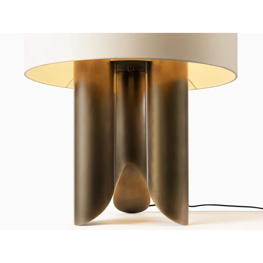 Brushed Copper Base Table Lamp | Drum Shade Modern Accent