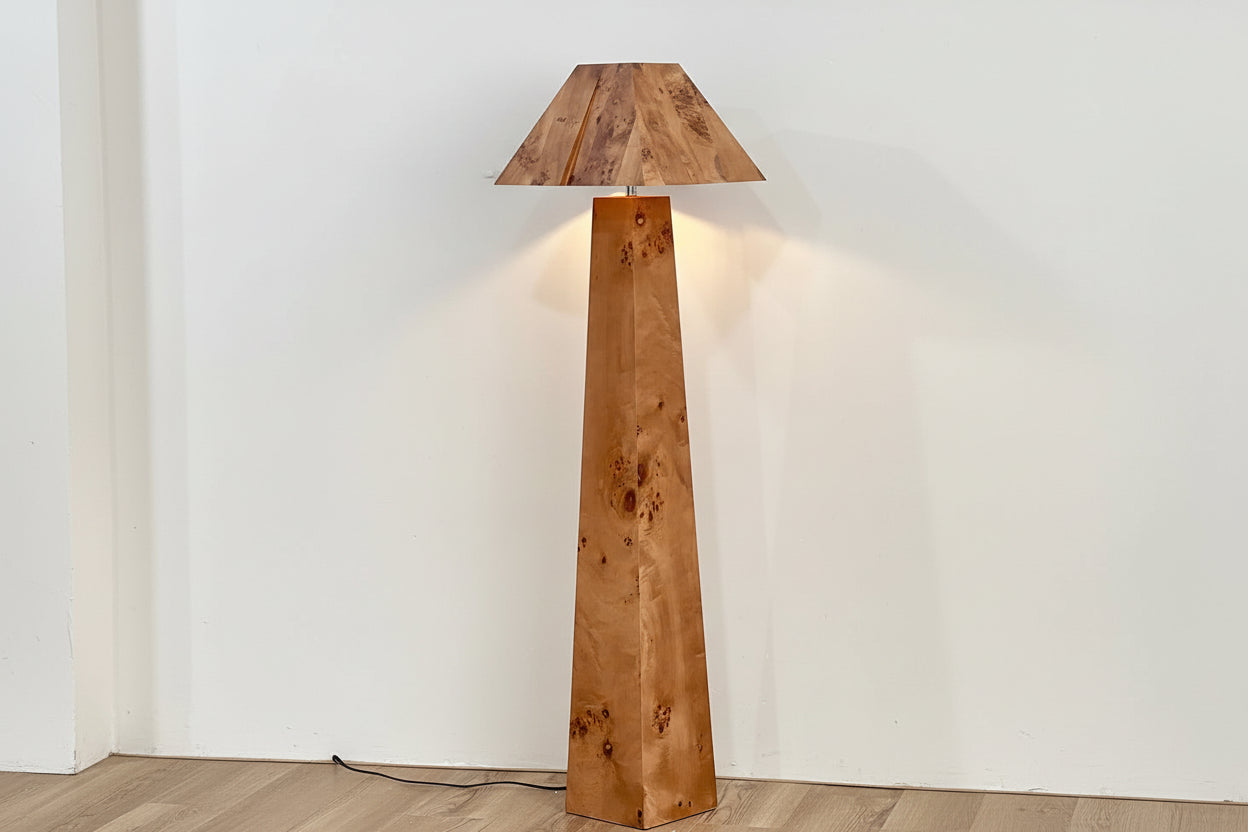 Burlwood Columnar Floor Lamp | Sculptural | Ambient Living Room Lighting