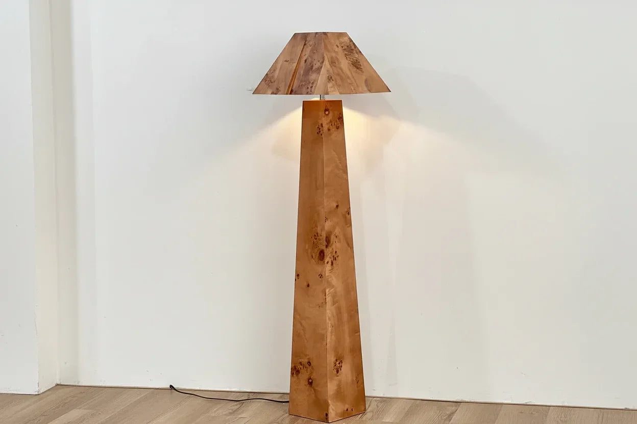 Burlwood Columnar Floor Lamp | Sculptural | Ambient Living Room Lighting
