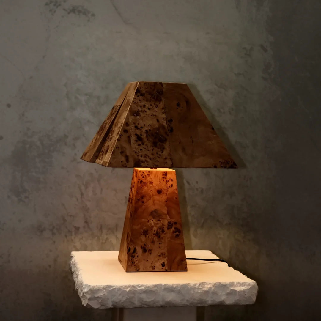 Burl Wood Table Lamp | Japandi | Minimalist for High-end Interiors Casalolalights Luxury Lamps for Interior Designers