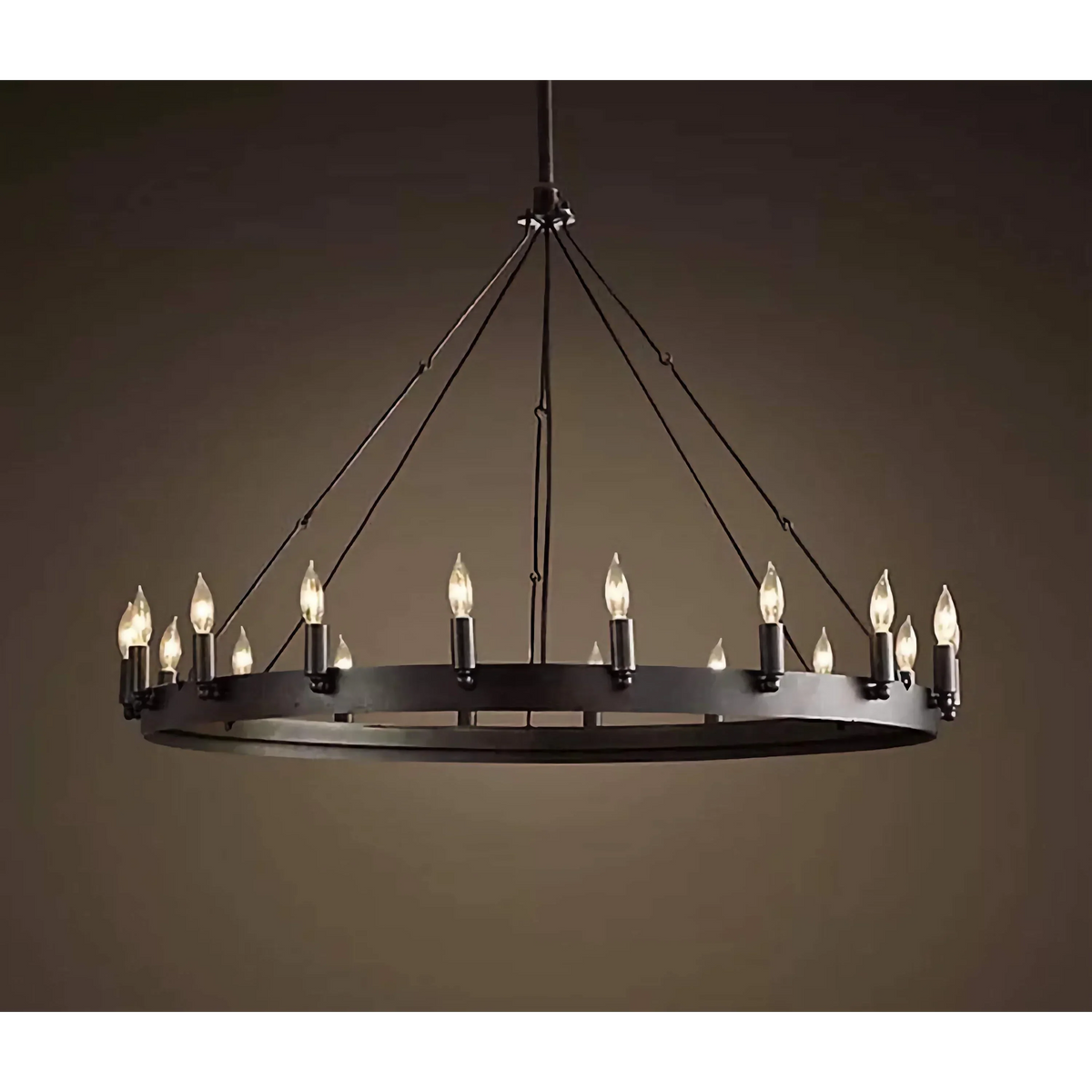 Black Candle Ring Chandelier for Dining Room | Stainless Steel 68 to 155 Cm (27 61 In) 12-34 Lights Casalola Luxury