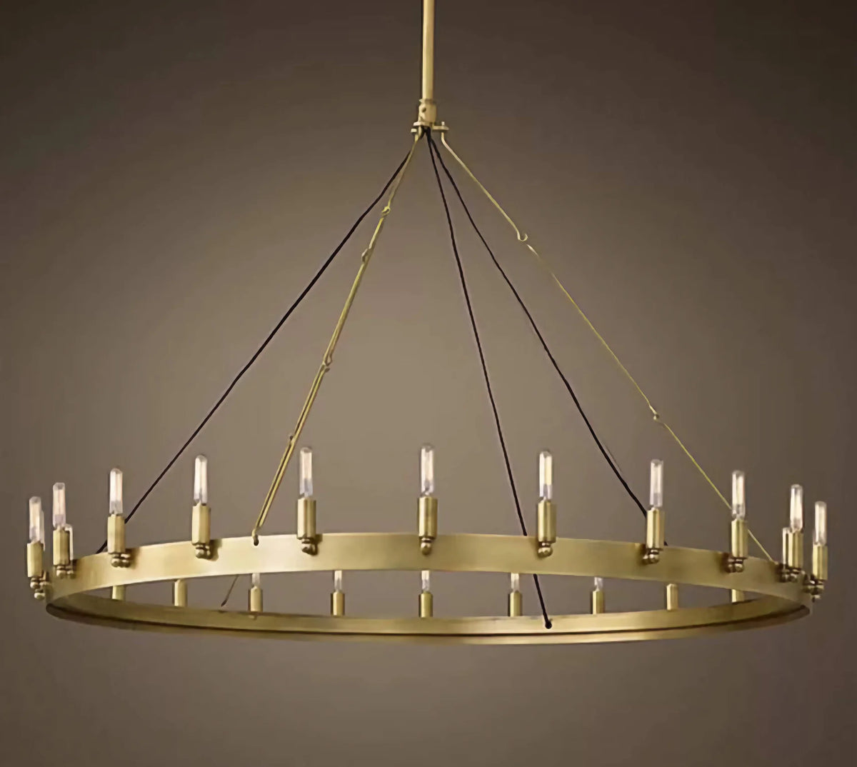 Brass Candle Ring Chandelier for Dining Room | Antique Finish 12 18 26 or 34 Lights E14 Casalola Luxury Lamps Interior