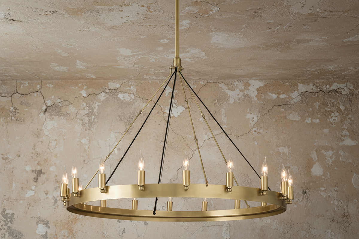 Brass Candle Ring Chandelier for Dining Room | Antique Finish 12 18 26 or 34 Lights E14 Casalola Luxury Lamps Interior