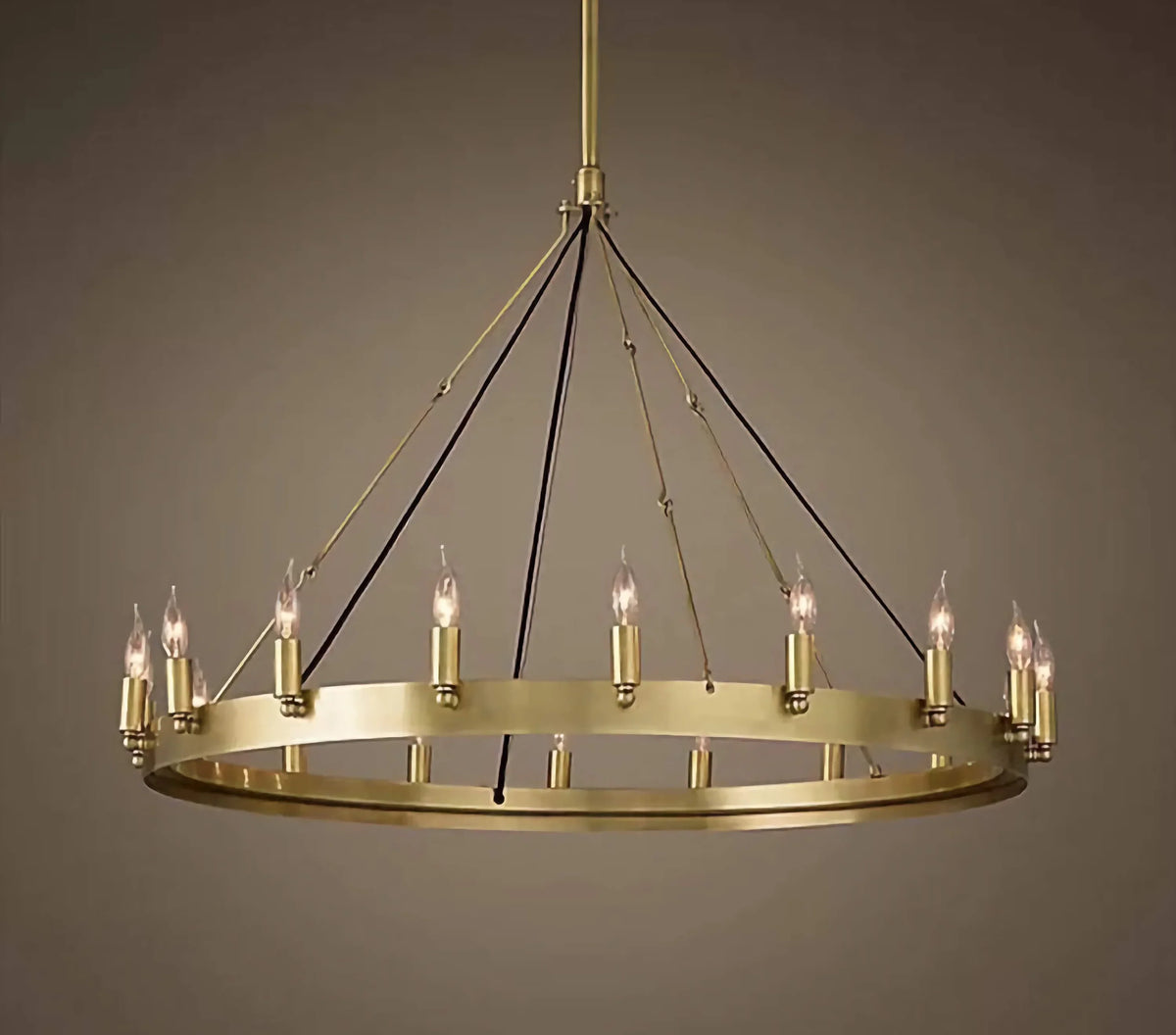 Brass Candle Ring Chandelier for Dining Room | Antique Finish 12 18 26 or 34 Lights E14 Casalola Luxury Lamps Interior