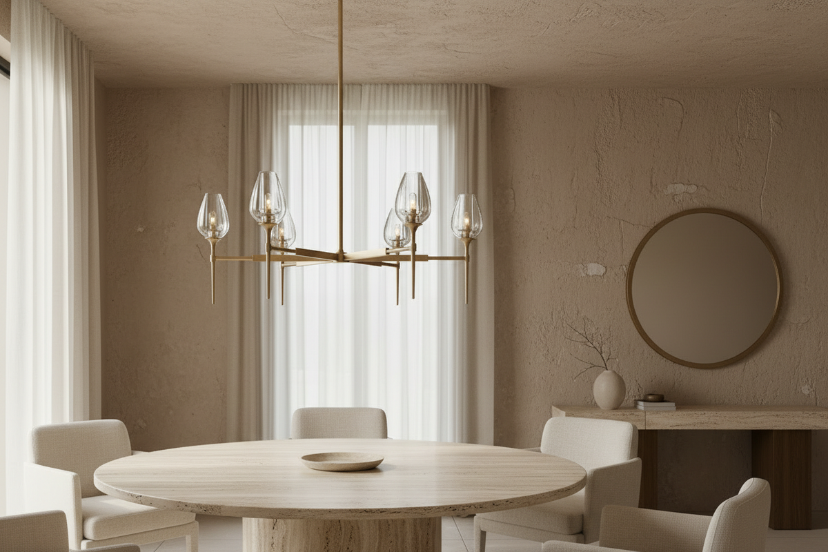 Smoked Glass Chandelier for Dining Room | Tulip Candle Shades Brass or Black 27 42 54 Inch Wide Casalola Lights Luxury