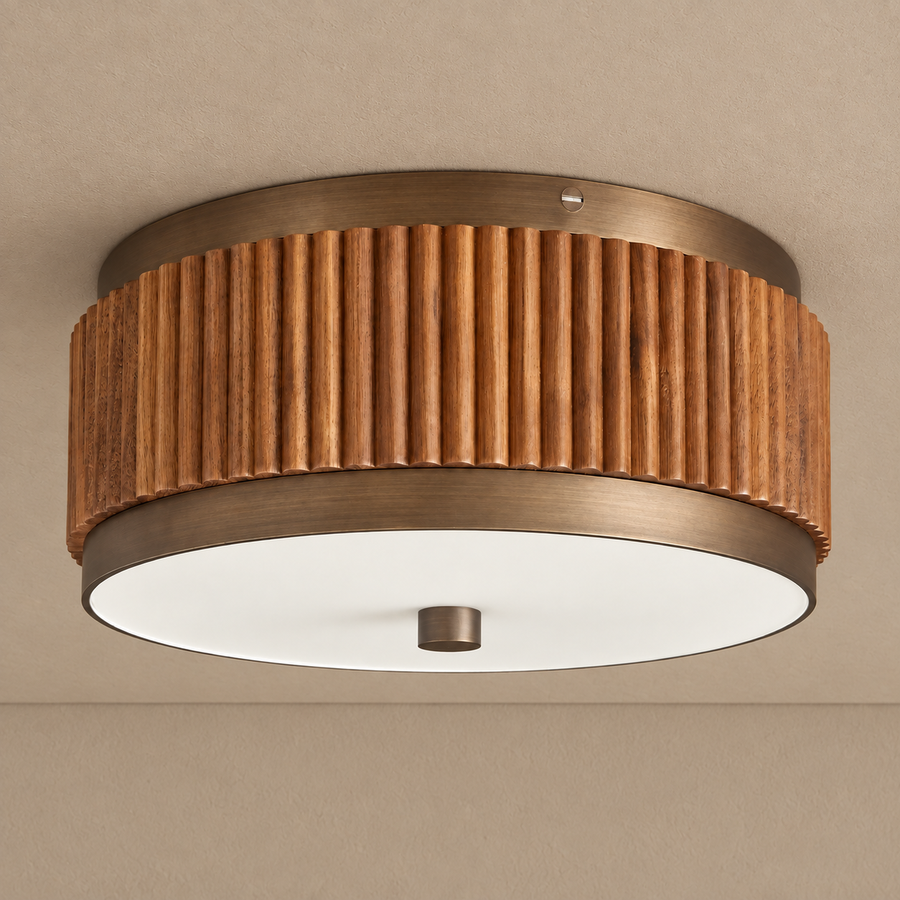Canneto Fluted Wood Flush Mount