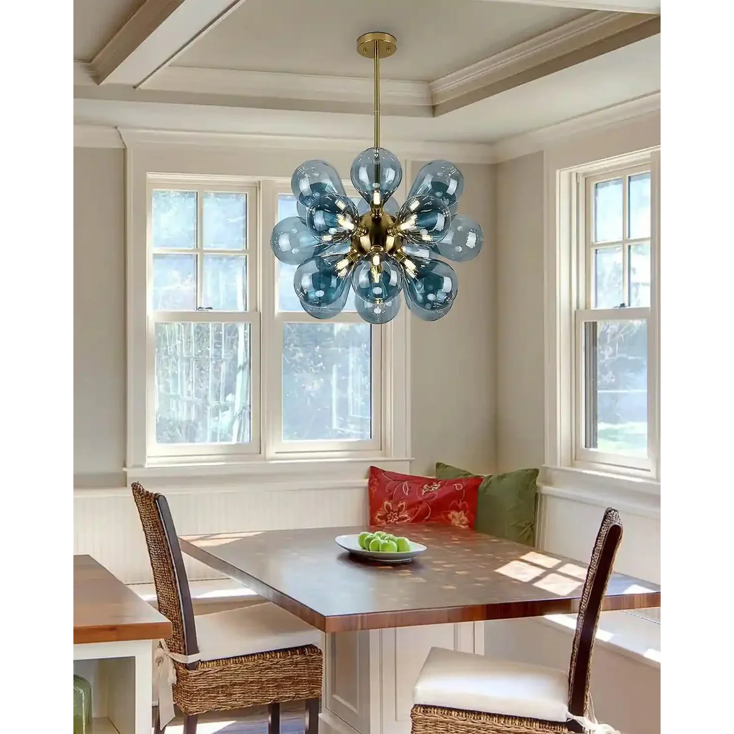 Eclectic Chandelier | Contemporary Hand-blown Glass | Luxury Flush Mount Installation