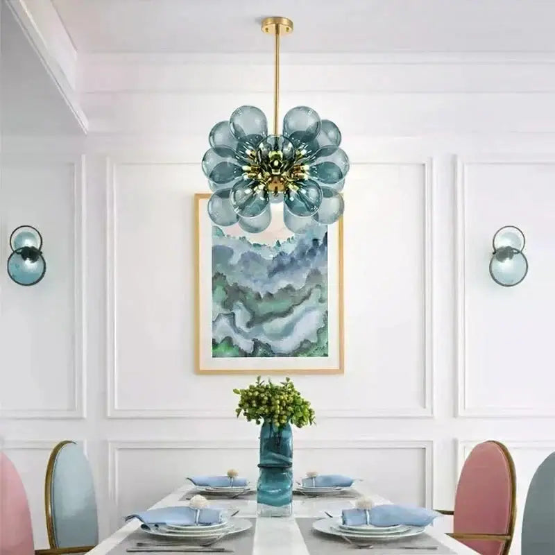 Eclectic Chandelier | Contemporary Hand-blown Glass | Luxury Flush Mount Installation - Semi-flush Mounts