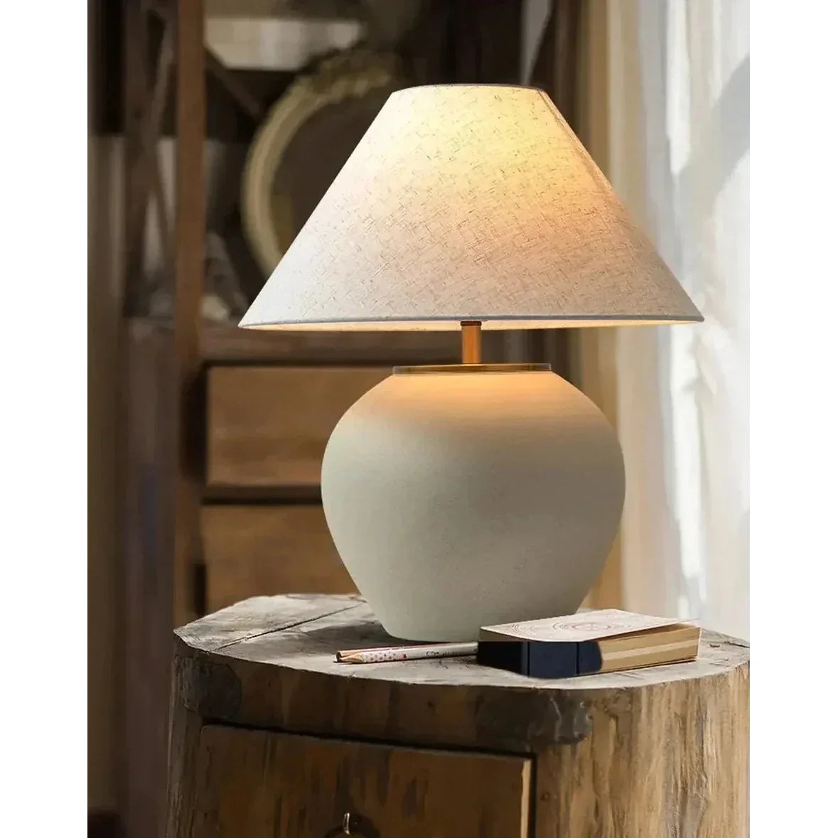 Luxury Ceramic Led Table Lamp | Polished Chrome Finish | Japandi Minimalism