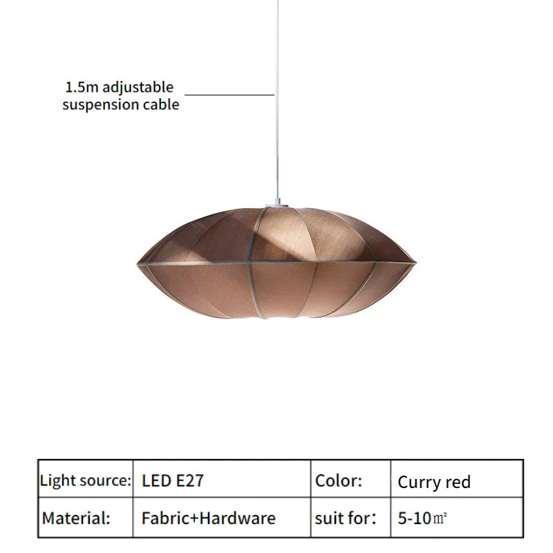 Silk & Iron Pendant Light | Modern Lantern for Dining or Kitchen