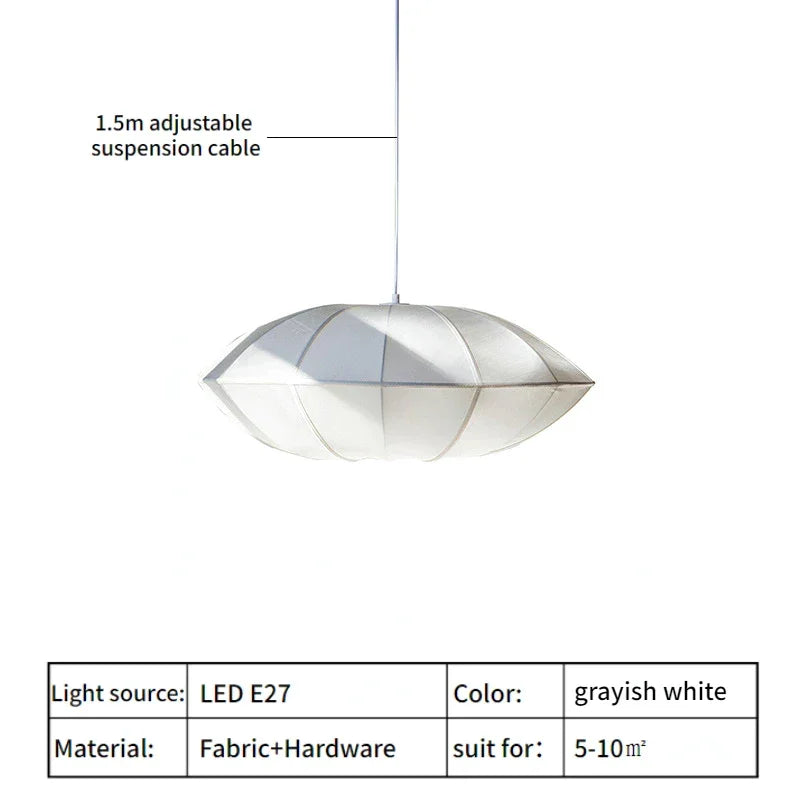 Silk & Iron Pendant Light | Modern Lantern for Dining or Kitchen