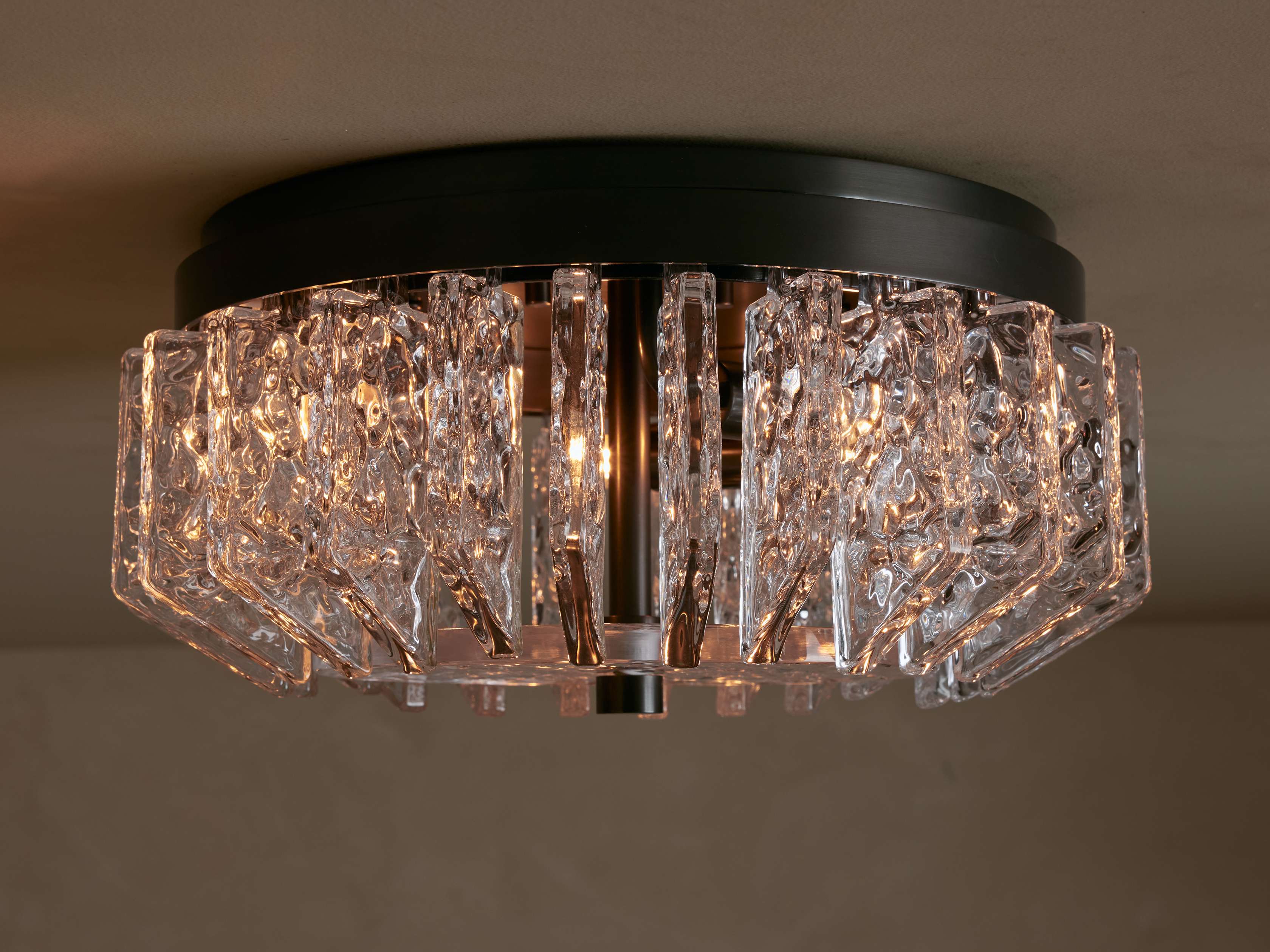 Shallow Glass and Brass Flush Mount Ceiling Light Modern Hallway Bedroom or Dressing Room Fixture Casalolalights Luxury