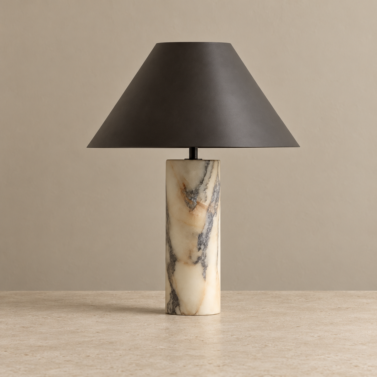 Marble Column Table Lamp