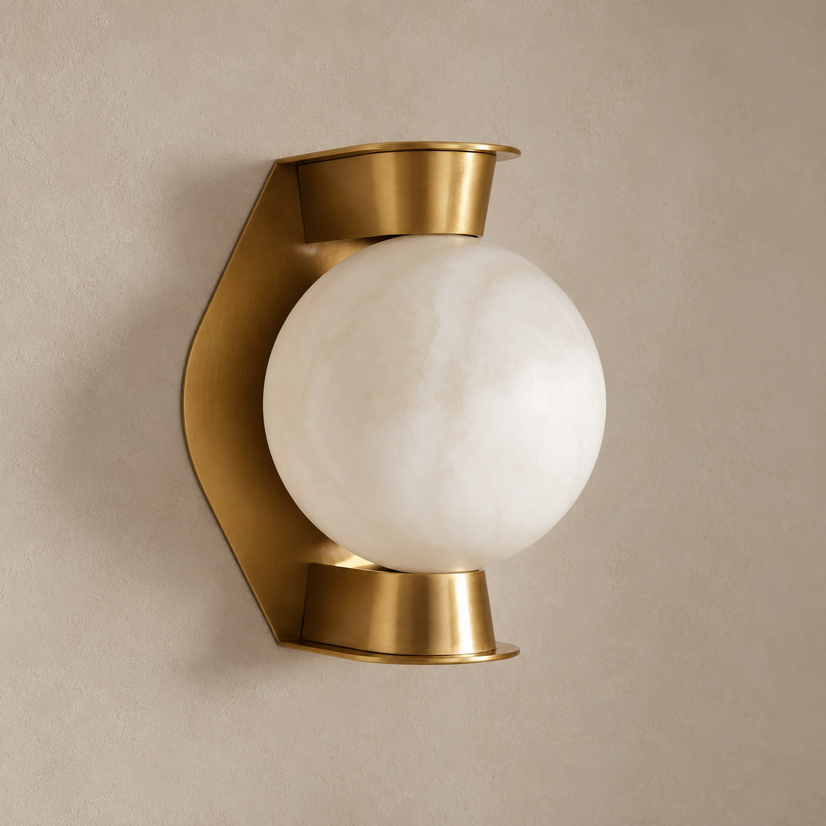 Alabaster Globe & Brass Wall Sconce