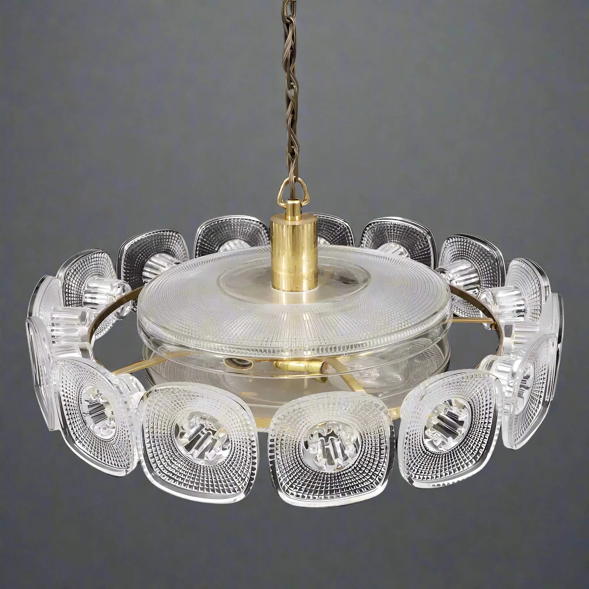 Art Deco Green Glass Chandelier | Statement Dining Light