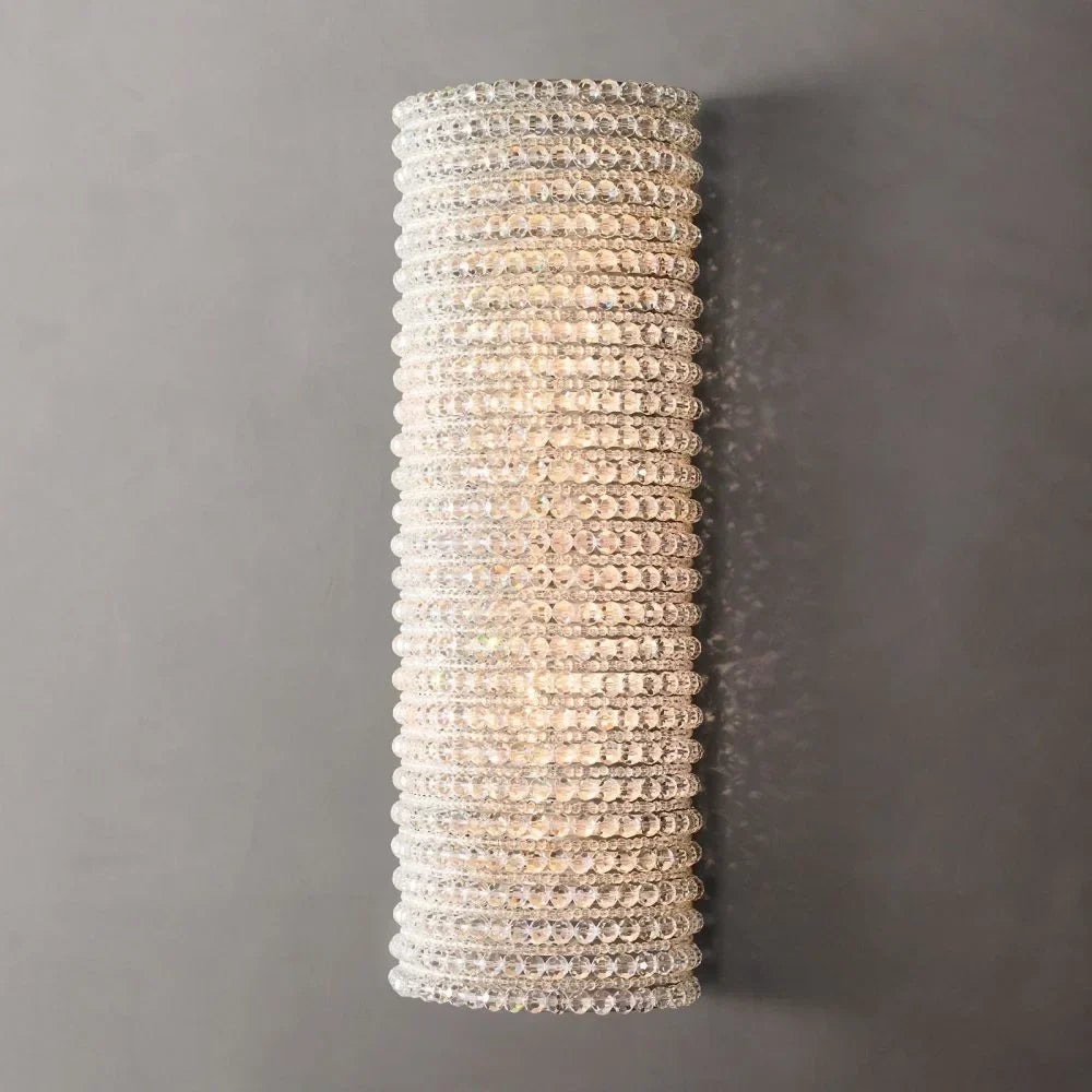 Clear Crystal Column Wall Sconce Silver | Art Deco Hallway Light Staircase 53 or 90cm 2 Bulbs Casalola Lights Luxury