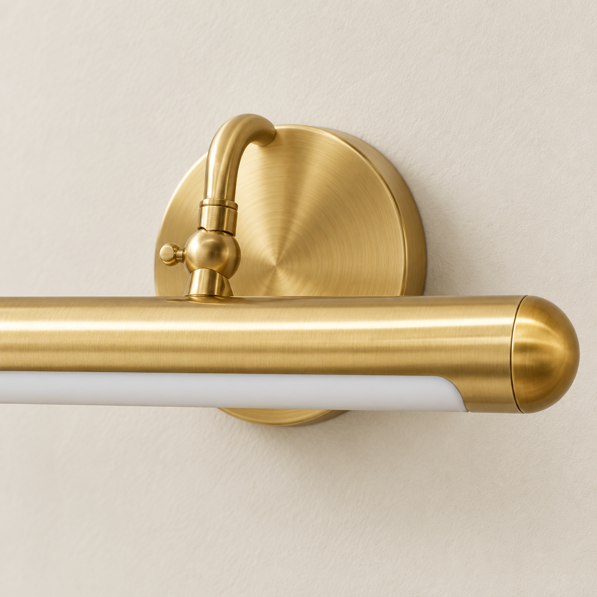 Detail of the brass picture light arm and LED bar.