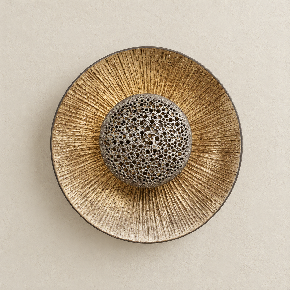 Gold Textured Disc Wall Sconce
