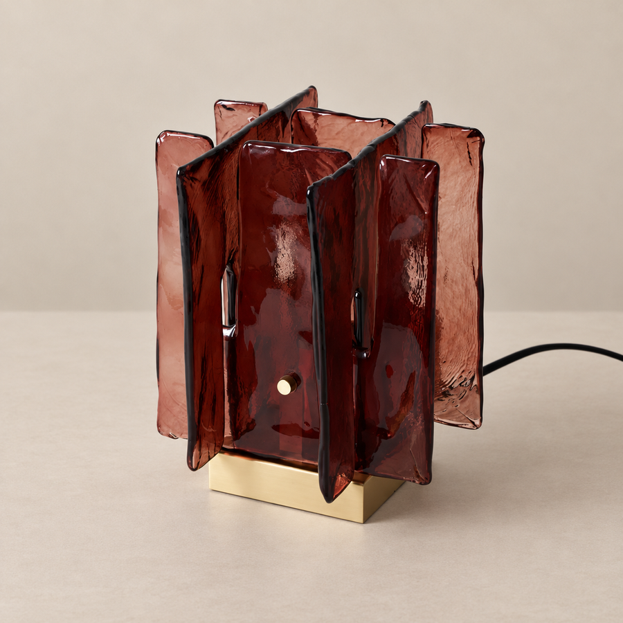 Burgundy Glass Table Lamp