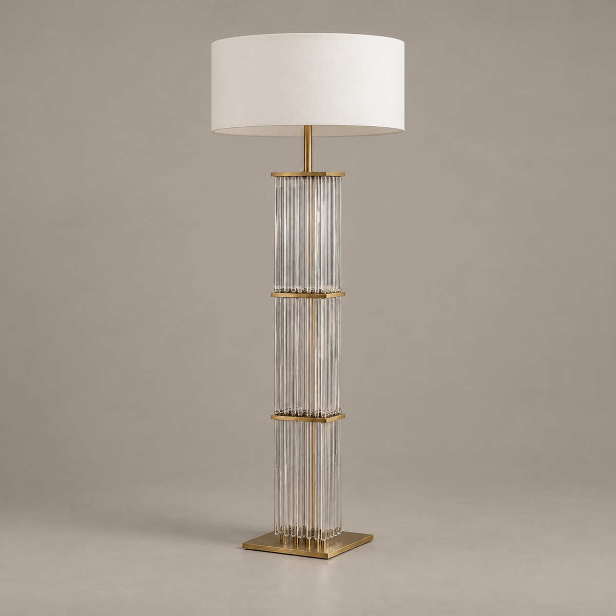 Glass & Copper Cage Floor Lamp