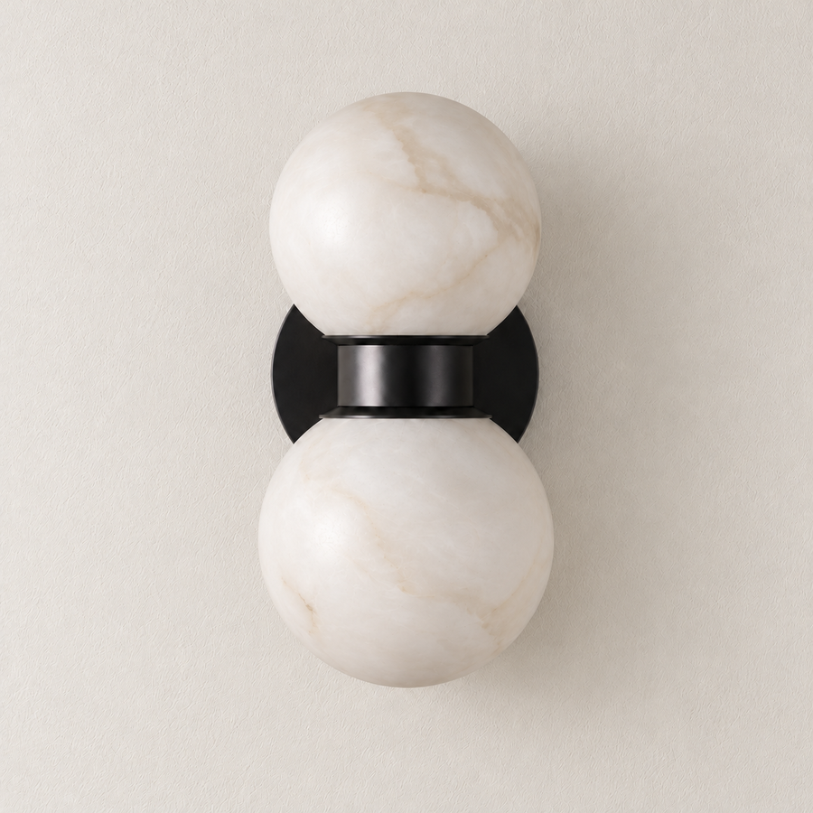 Double Alabaster Globe Wall Sconce